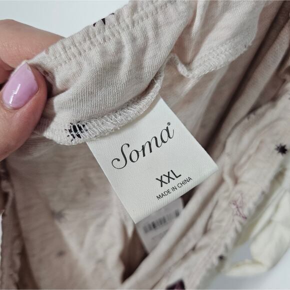 Soma Star Print Terry Long Sleeve Shorts Pajama Set XXL - Picture 12 of 13